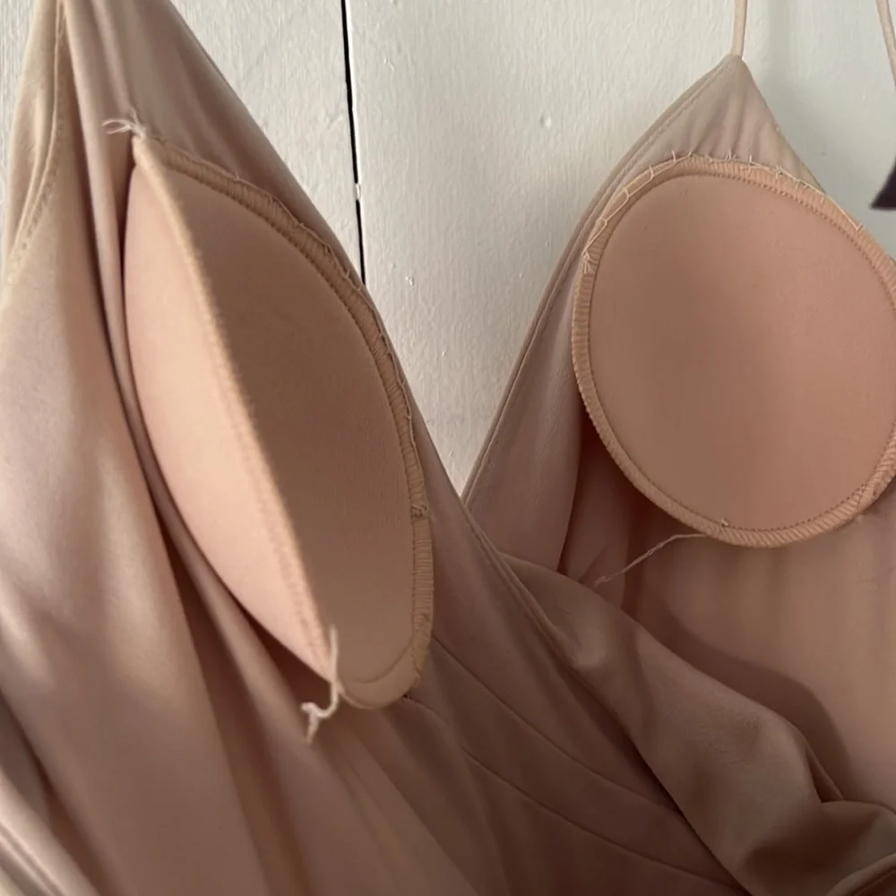 BHLDN Anthropologie Freya Satin Charmeuse Dress In Champagne - Picture 7 of 9